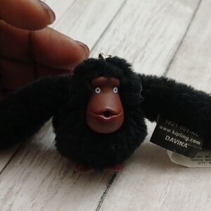 Kipling Black Plush Monkey Key Charm